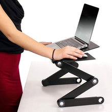 Load image into Gallery viewer, Aluminium Adjustable Ergonomic Standing Desk - Strong Built, Lightweight, Multi purpose: Breakfast Tray, Book, tablet, laptop holder
